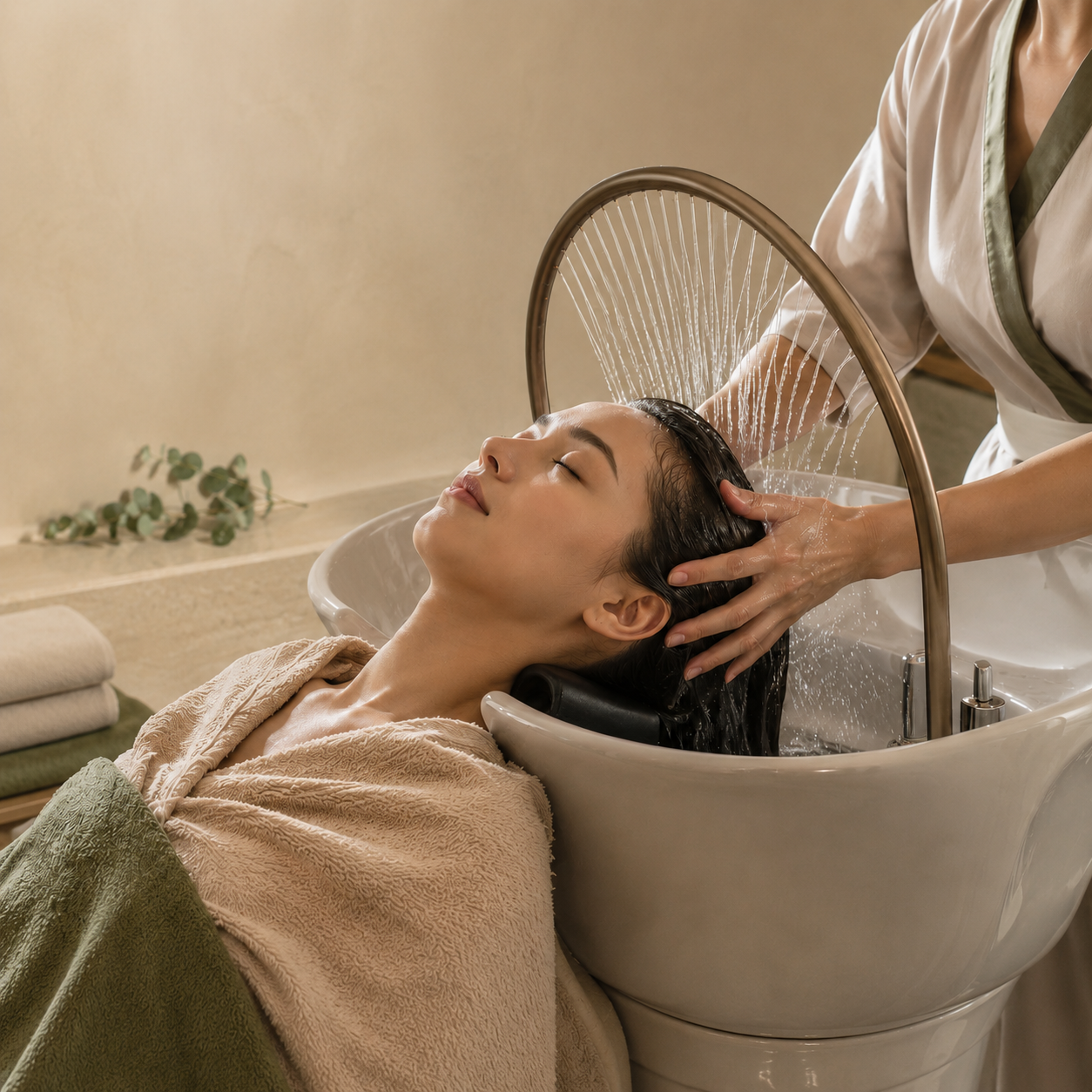 Head Spa bij Mixio Organic, ontspannende hoofdhuidmassage en haarwas